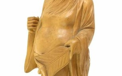 Wooden sculpture of a Chinese wiseman, China