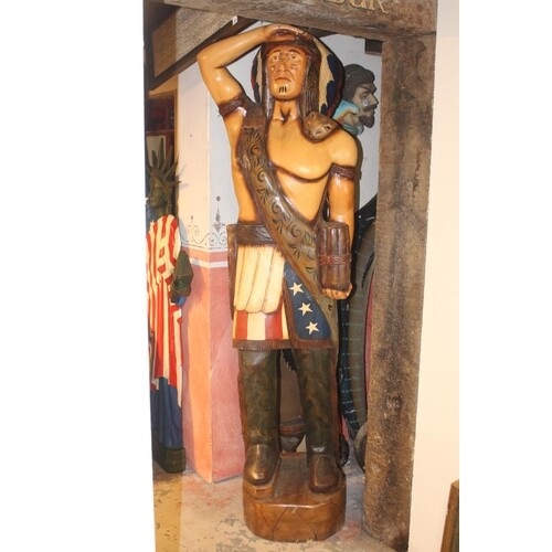 Wooden tabacco advertising figure in the form of an Indian C...