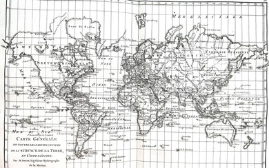 World's map, Map - America, Asia, Europe, Africa, Oceania; Rigobert Bonne - Carte général de toutes les parties connues sur la surface de la terre - 1781-1800