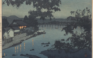 YOSHIDA Hiroshi (1876-1950), "Chikugo River", xylographie, 1927