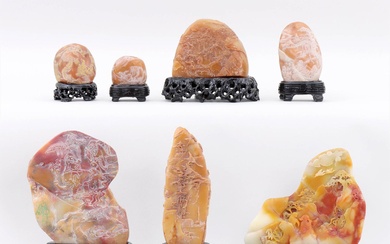 iGavel Auctions: Group of (7) Chinese carved hardstone mountains. FR3SH.