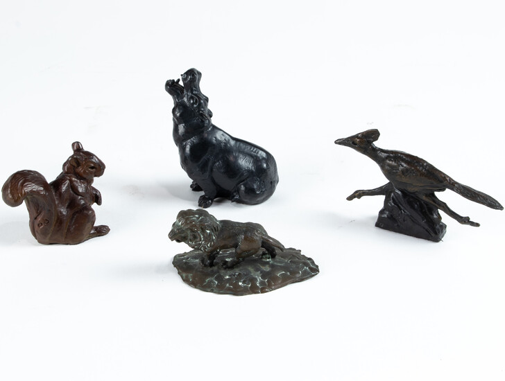 (lot of 4) Miniature bronze animalier studies