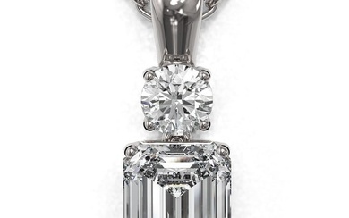 0.9 ctw Emerald Cut Diamond Designer Necklace 18K White Gold