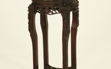 19TH C. CHINESE HARDWOOD MARBLE TOP STAND