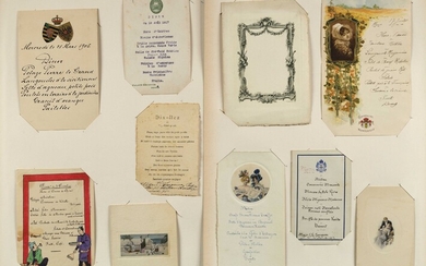 10 Lot de 10 cartes de menus gastronomiques datant de 1896 à 1917. Avec annotations...
