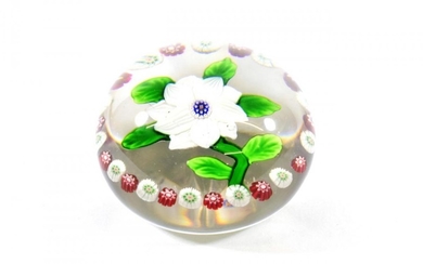A Baccarat Garlanded Double Clematis Paperweight, circa 1850, with two...