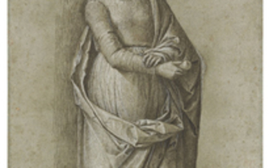Bartolomeo Cincani, Il Montagna (Orzinuovi or Biron circa 1450-1523 Vicenza), A woman standing on a grassy knoll, holding a fruit