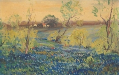 Bluebonnets, e. 20th c., oil on canvas, 12.25 x 16.25"