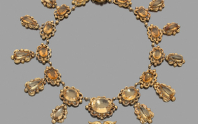 CIRCA 1820-1840 CITRINE SET OF JEWELS A citrine and gold...