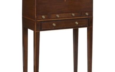A George III inlaid mahogany dressing or sewing table...