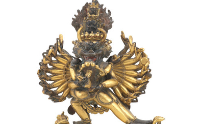 A gilt-bronze figure of Vajrabhairava