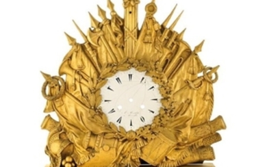 Golden bronze table pendulum clock (only structure)