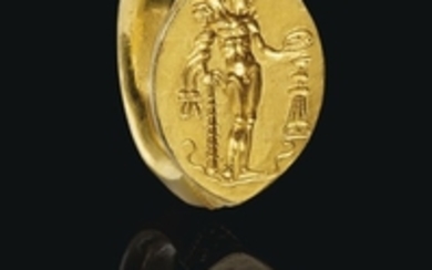 A GREEK GOLD FINGER RING WITH HERAKLES, CLASSICAL PERIOD, CIRCA LATE 5TH-EARLY 4TH CENTURY B.C.