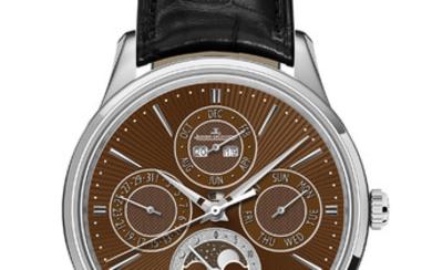 JAEGER-LECOULTRE MASTER UITRA THIN PERPETUAL ENAMEL CHESTNUT Presenting an exceptional work from Jaeger-LeCoultre’s Manufacture, where the codes of the Master Ultra Thin collection have been reinterpreted by the Métiers Rares®workshop, to create a...