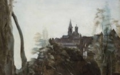 Jean-Baptiste-Camille Corot (French, 1796-1875), Semur, le chemin d'église