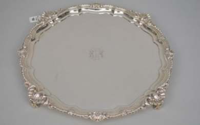 LARGE ENGLISH STERLING SALVER with scroll & shell rim