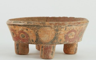 Maya Polychrome Pottery bowl w/ Rattle Foot