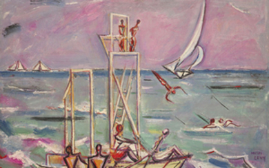 MOSES LVY (1885-1968) Sports nautiques, 1953 Oil on canvas; signed...