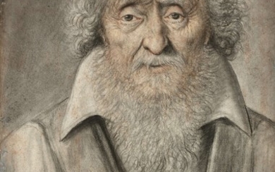 Nicolas LAGNEAU Actif au XVIIe siècle Portrait d'homme âgé de face portant une barbe et un fin bonnet