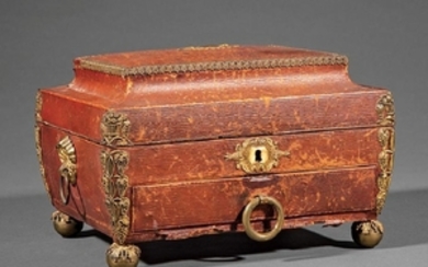 Regency Gilt Bronze-Mounted Leather Sewing Box