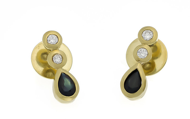 Sapphire diamond stud earrings GG 585/000 each with...