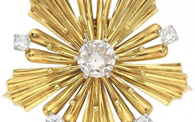 10010: Retro Cartier Diamond, Platinum, Gold Brooch St