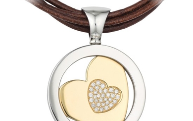 Bulgari Tondo Heart Diamond Pendant on Leather Cord