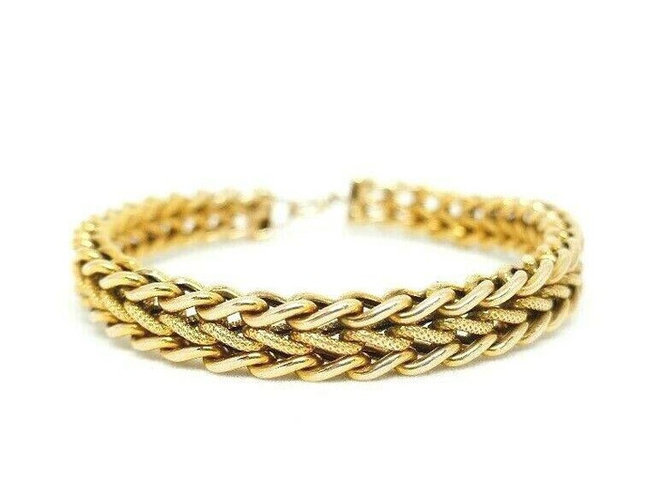 10K Yellow Gold Braded Chain Bangle Bracelet