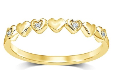 10k Yellow Gold Diamond Accent Little Heart Stackable Band
