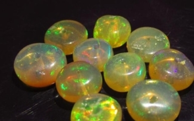 6.95 Ct Genuine 10 Ethiopian Drilled Round Opal Beads