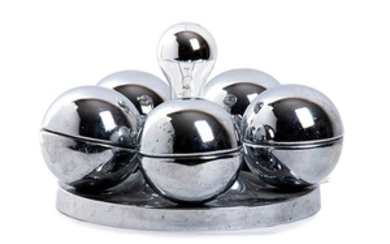 ROBERT SONNEMAN (ATTR.) Table lamp with five balls in chromed...