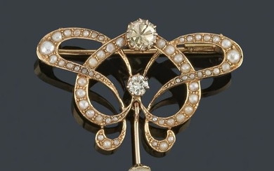 Brooch in 18K yellow gold with brilliants