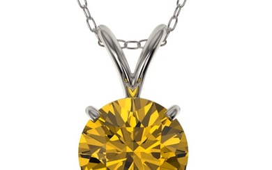 1.27 ctw Certified Intense Yellow Diamond Necklace 10k White Gold