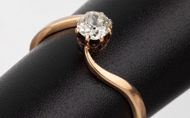 14 kt or Art Nouveau Bague diamant, vers 1900, RG 585/000, diamant taille ancienne env....