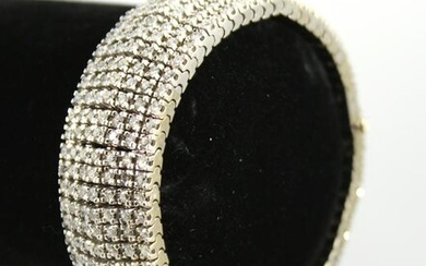 14K White Gold & Diamond Wide Bracelet