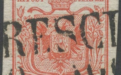 1850, 15c. N.3 Rosso con la 'S' di 'CENTES' deformata....