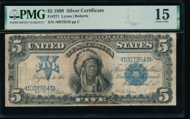1899 $5 Chief Silver Certificate PMG 15