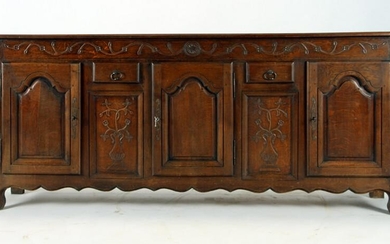 18TH C. STYLE FRENCH OAK SIDEBOARD CARVED C.1900