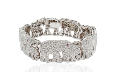 18kt white gold and diamonds elephant bracelet