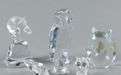 Baccarat Crystal and Murano Art Glass Animal Figurines - Lot-Art