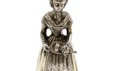 1910 silver novelty crinoline lady table bell by Berthold Mu...