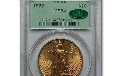 1922 $20 Saint-Gaudens Gold Double Eagle MS-64
