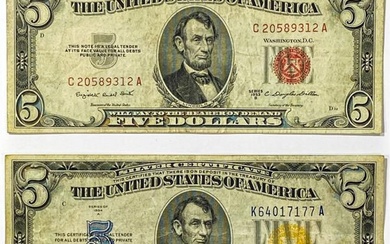 1934-1953 $5 1934-1953 US Silver Cert. & Fed Res N