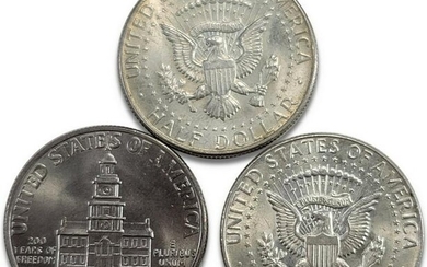 1964, 1965 & 1976 US Franklin silver & metal half