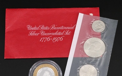 1976 United States Bicentennial 3 Piece Set and a $10 Dollar Silver Casino Token