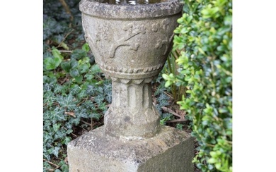 19TH-CENTURY CARVED STONE BAPTISM FONT