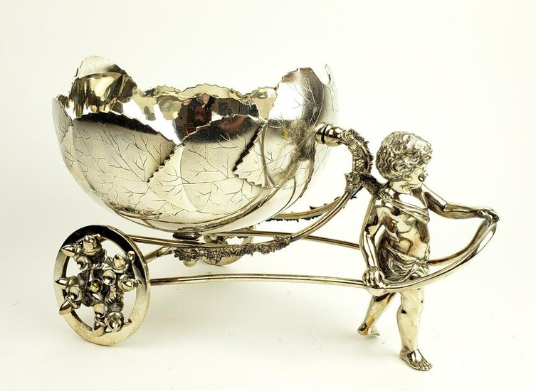19th C. German Silverplated Figural Carriage