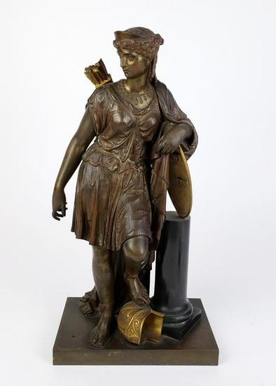 19th C. Gilt & Patinated Bronze Figure Signed Bouret