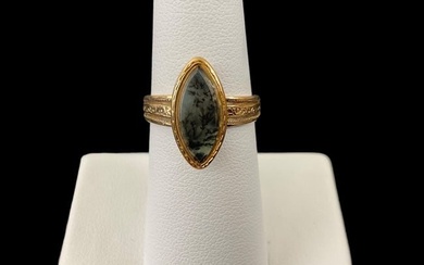 19th Century 18K Yellow Gold and Dendrite Agate Ring