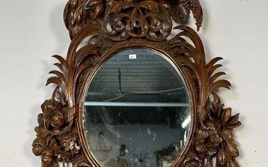 19th Century Black Forest Oak Wall Mirror